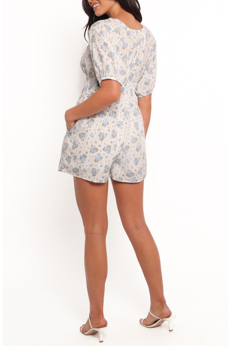 Ashio Puff Sleeve Cotton Seersucker Romper, Alternate, color, BLUE FLORAL