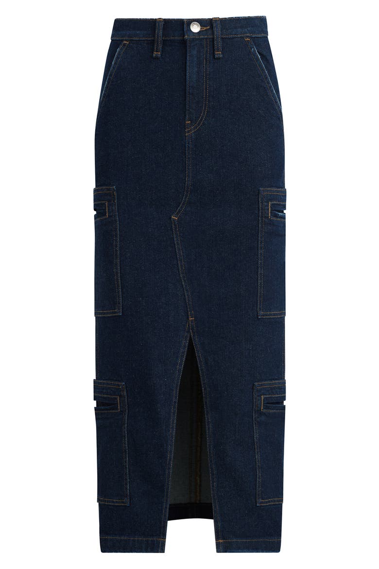 Reconstructed Stretch Cotton Denim Maxi Skirt, Alternate, color, DENIM RINSE