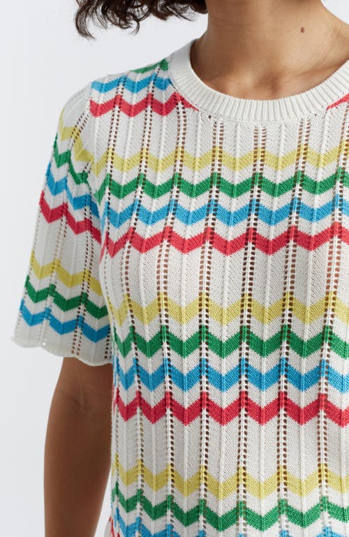Chinti & Parker Cotton Chevron Stitch T-shirt In Cream