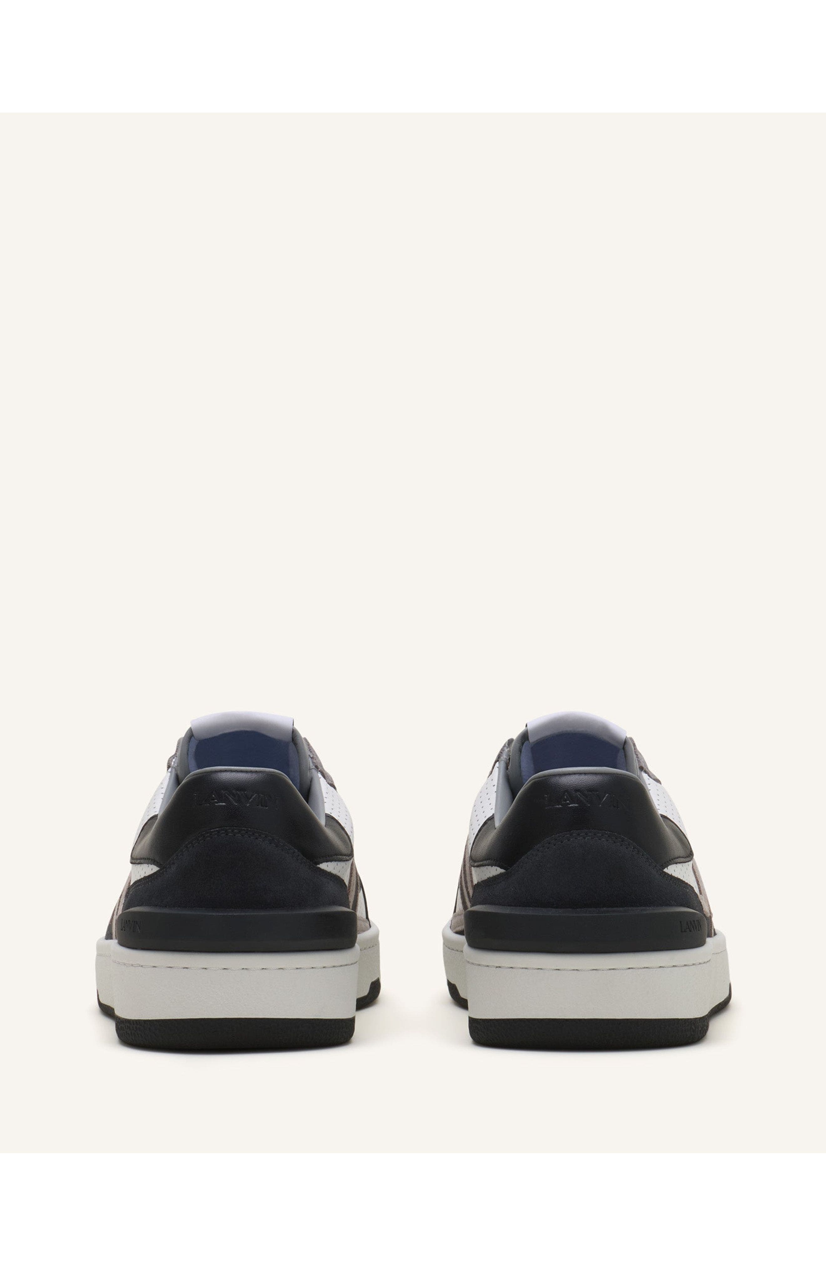 Lanvin Clay Sneakers In Perforated Leather And Suede, Alternate, color, Light Grey/Dark Grey