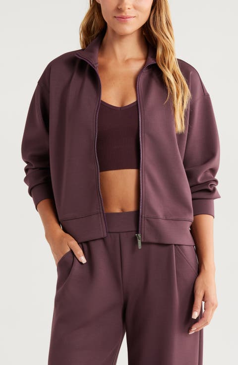 Luxe Scuba Knit Stand Collar Jacket