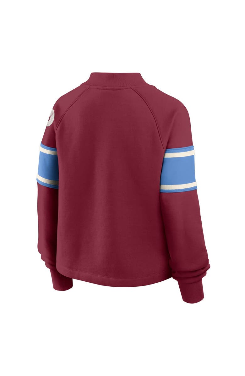 FANATICS Women's Fanatics Burgundy Philadelphia Phillies Oversized Toss Sweep Raglan Pullover Sweatshirt, Alternate, color, Burgundy
