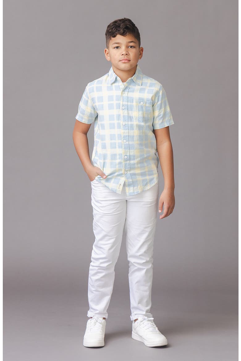 Kids' Linen Short Sleeve Shirt, Alternate, color, Sunlit Plaid