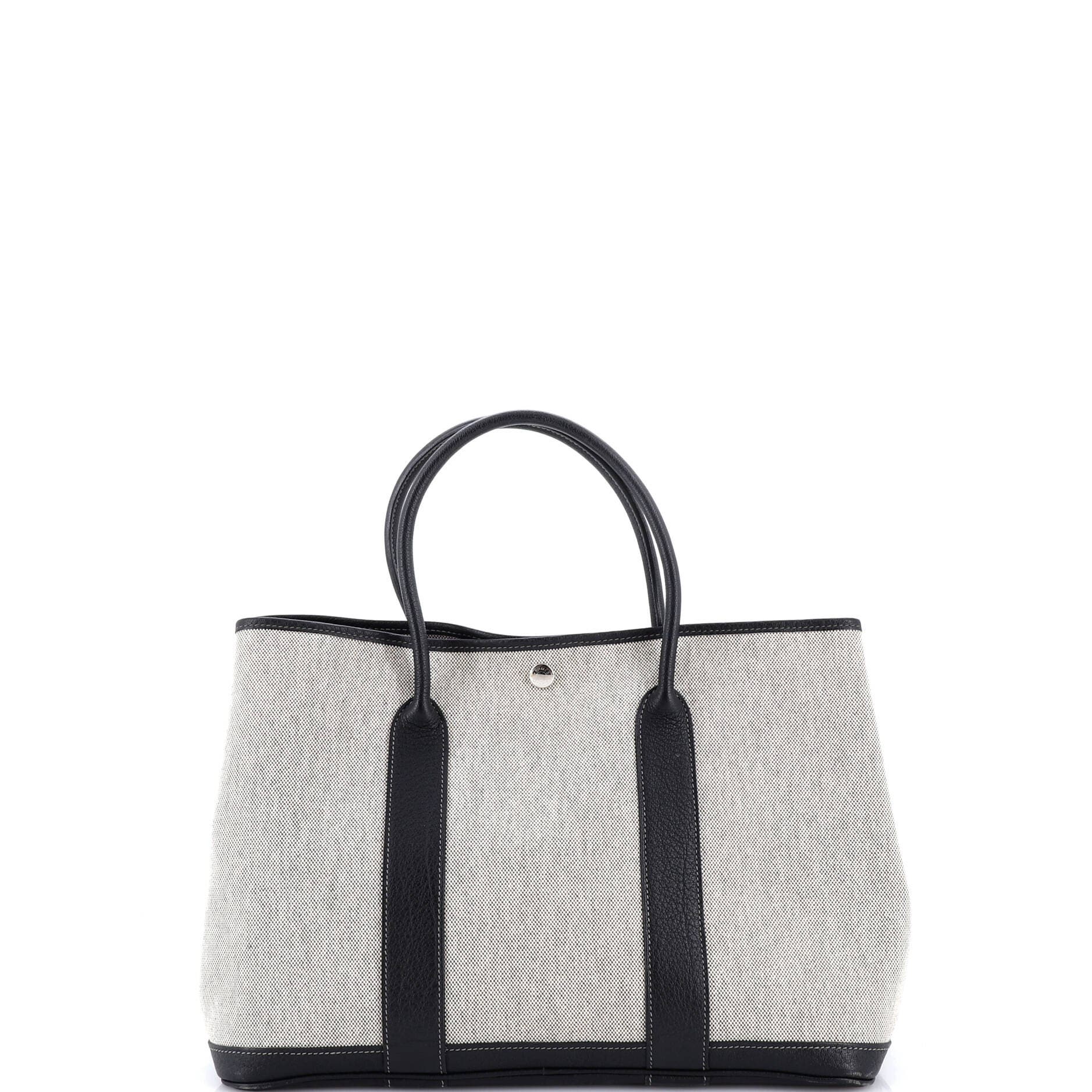 Pre-Owned Hermes Garden Party Tote Toile and Leather 36, Alternate, color, Bleu Indigo