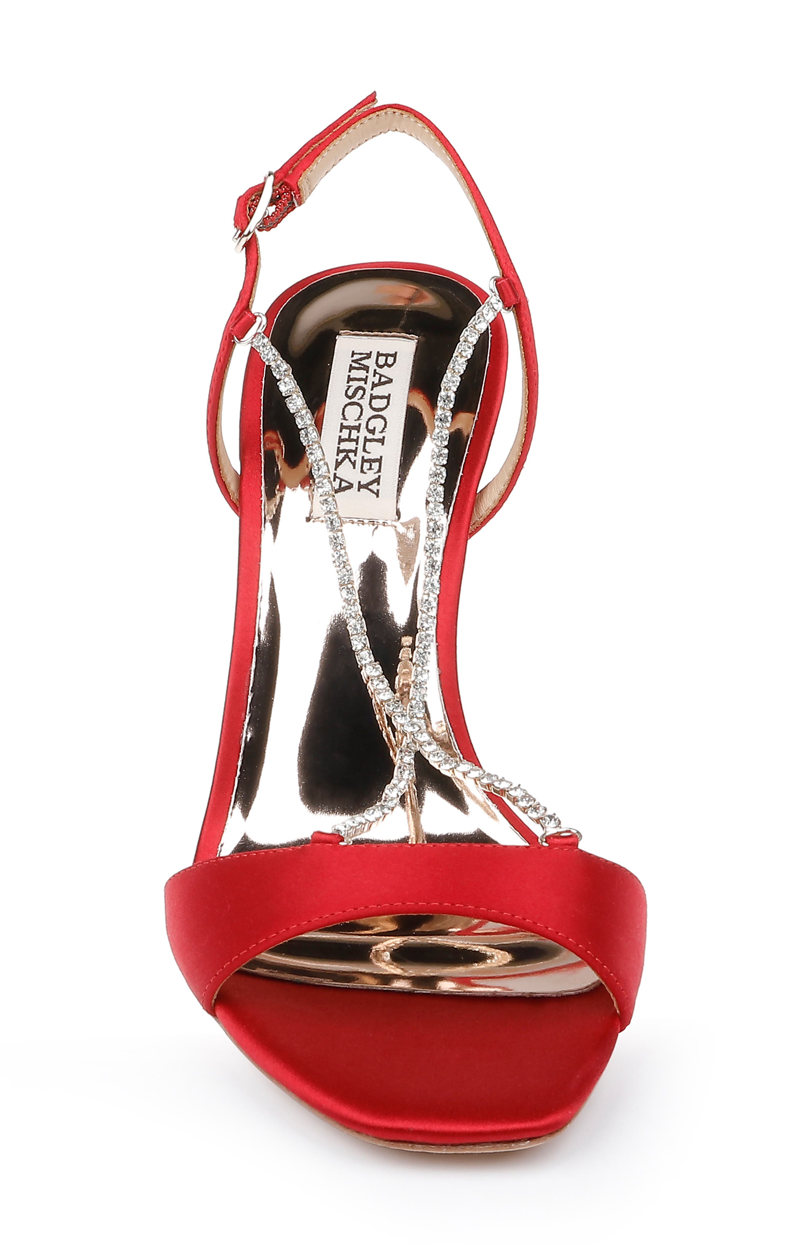 Neville Jeweled Strap Sandal, Alternate, color, RED SATIN