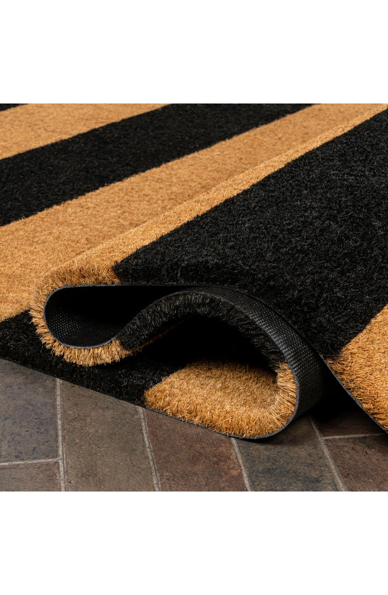JONATHAN Y Peater Classic Casual Commerical Natural Coir Mat Indoor/Outdoor, Alternate, color, Natural Black Stripe