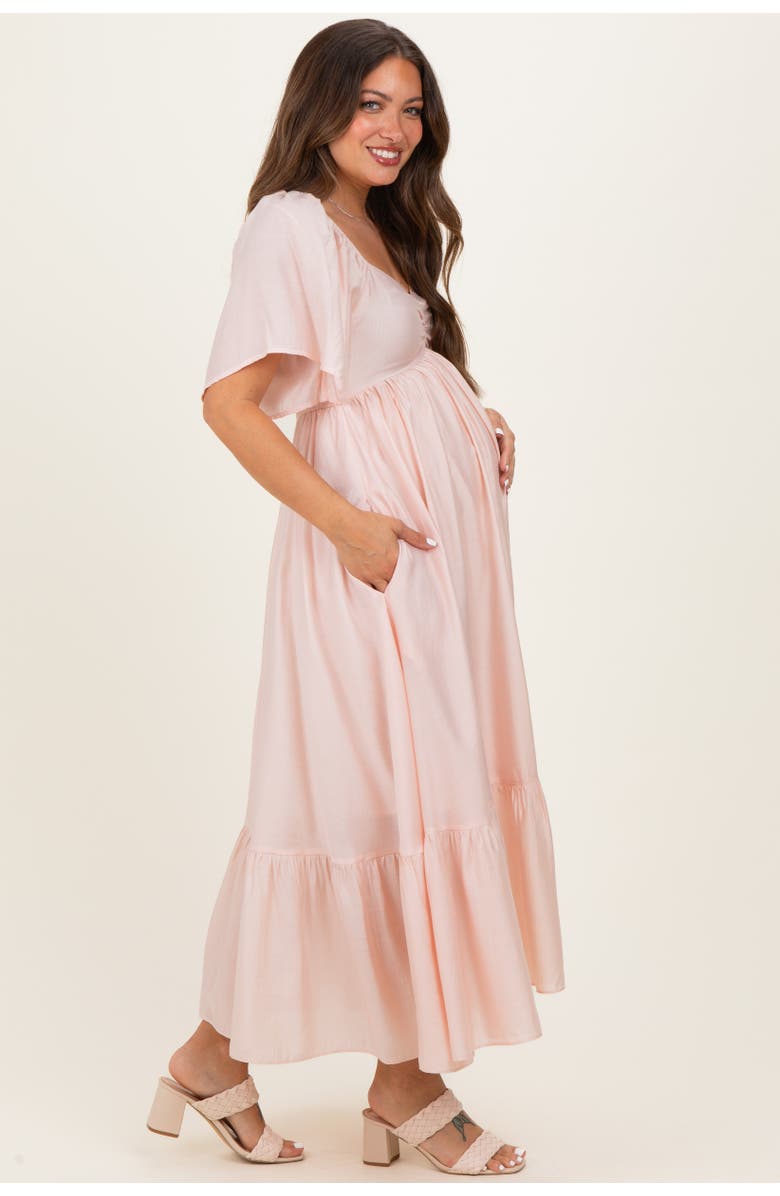 PinkBlush Flutter Sleeve Ruffle Hem Midi Dress, Alternate, color, Light Pink