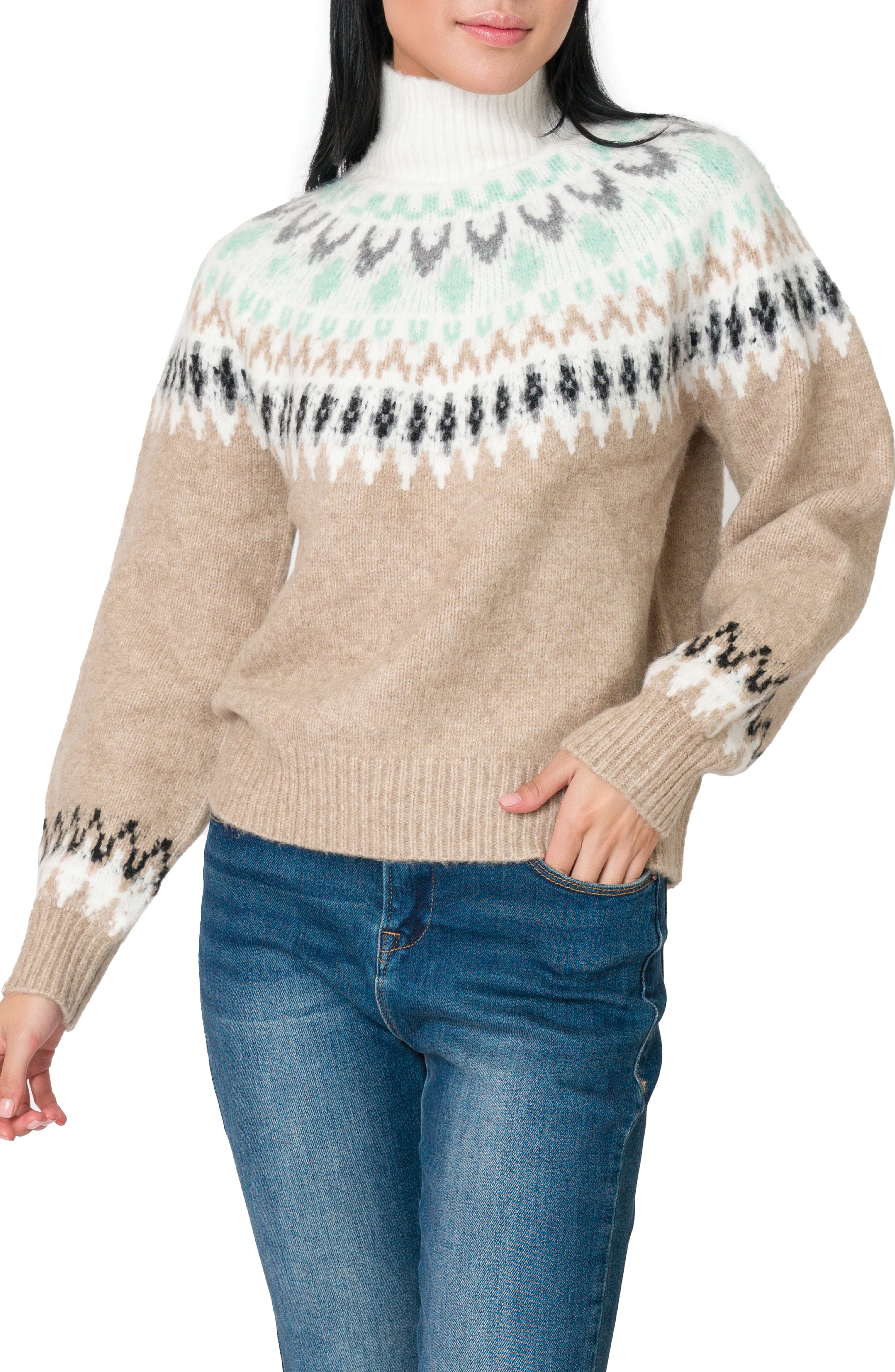 Fair Isle Mock Neck Sweater