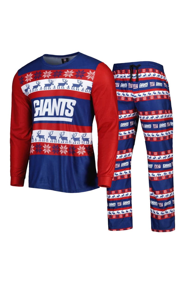 FOCO Men's FOCO Navy New York Giants Team Ugly Pajama Set, Main, color,
