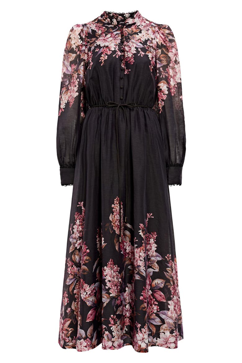 Courtney Floral Long Sleeve Midi Dress, Alternate, color, DARK HILLCROFT FLORAL