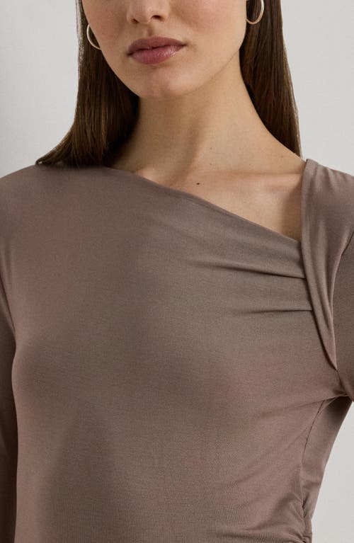 Ralph Lauren Lauren Asymmetric Neck Top In Brown