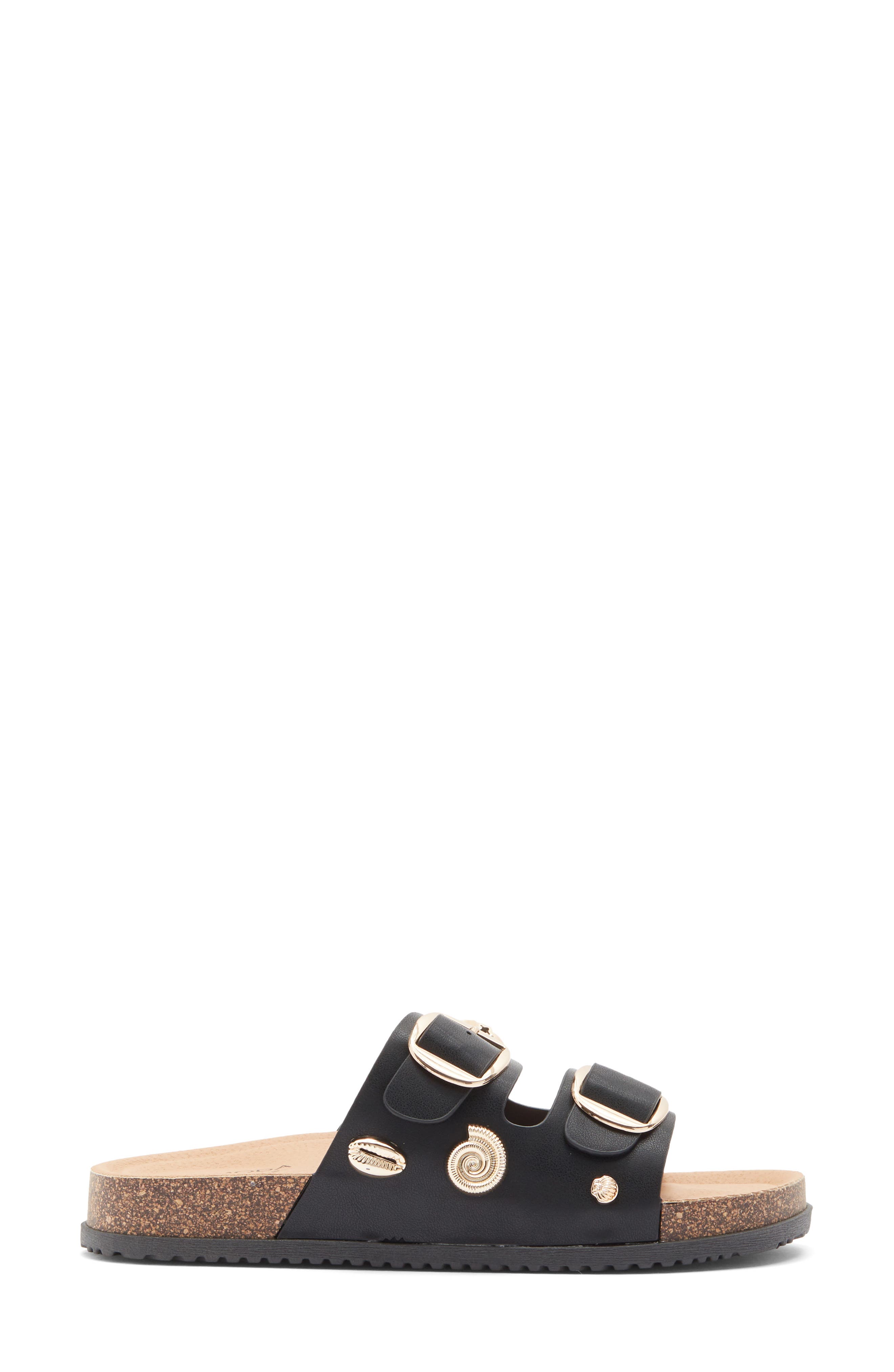 TOP MODA Arissa Double Strap Slide Sandal, Alternate, color, Black Pu