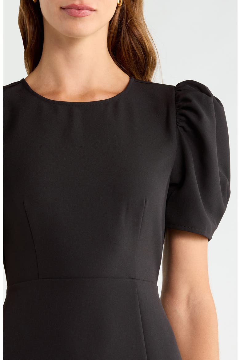 Chelsea Puff Sleeve Midi Dress, Alternate, color, BLACK