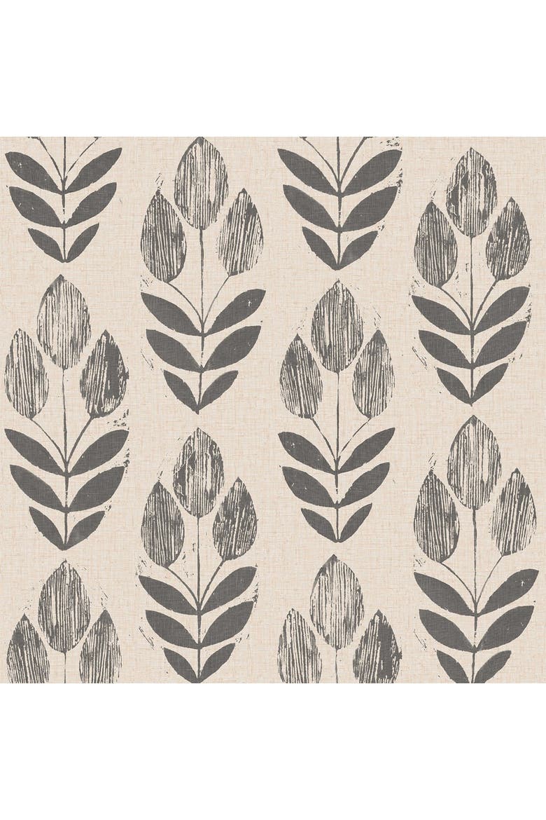 Folk Tulip Peel N Stick Wallpaper, Main, color, NEUTRAL