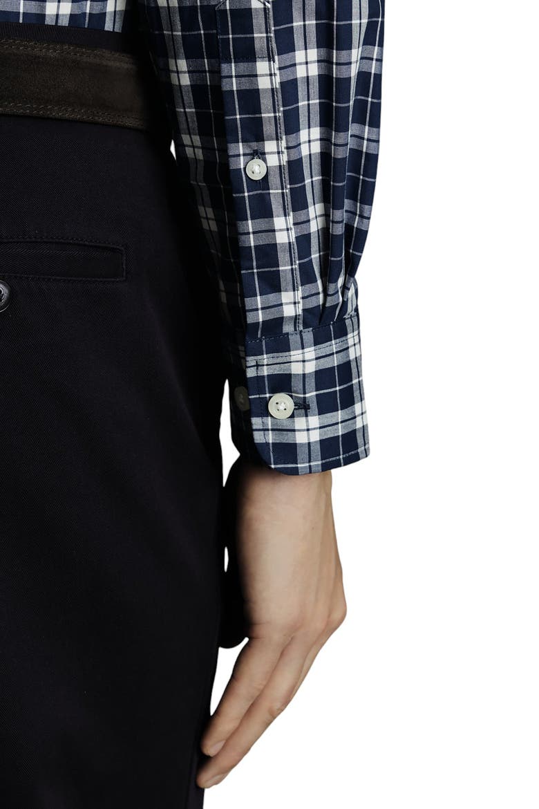 Slim Fit Button-Down Collar Non-Iron Stretch Poplin Check Shirt, Alternate, color, Blue