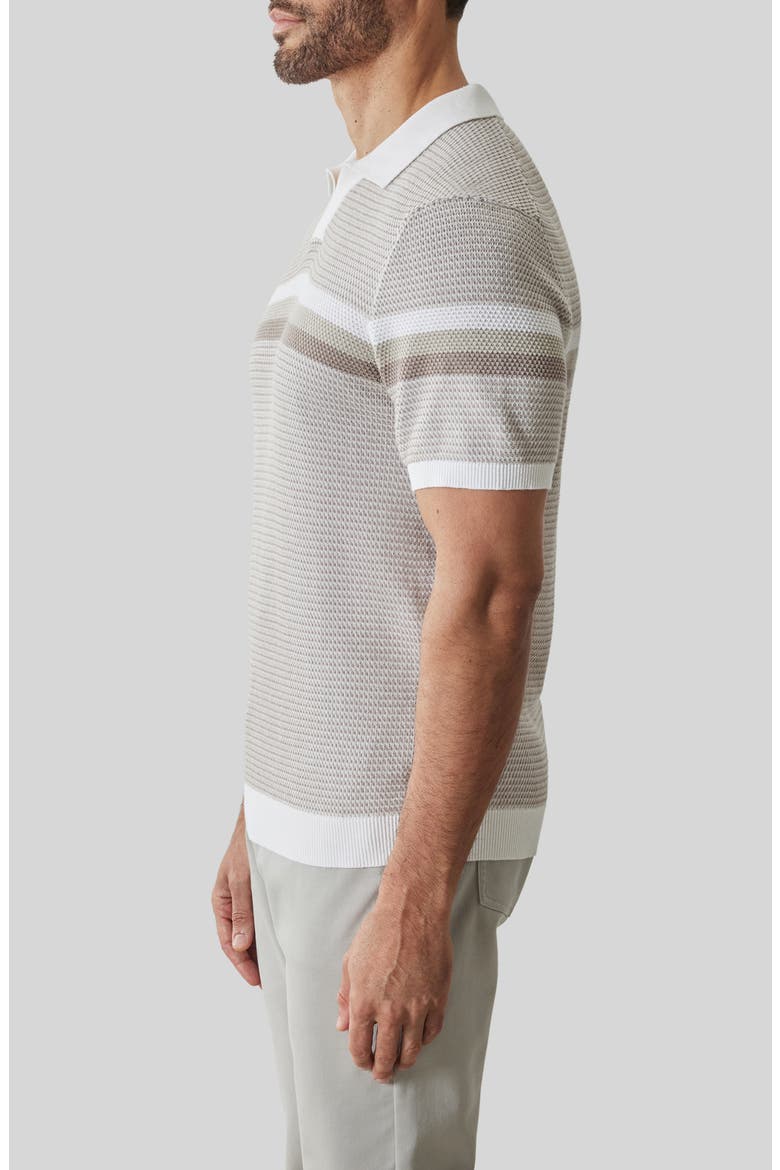 Rourke Placed Stripe Cotton Polo Sweater, Alternate, color, WHITE