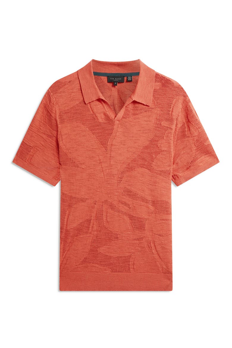 Sidraha Jacquard Knit Cotton & Linen Polo, Alternate, color, ORANGE