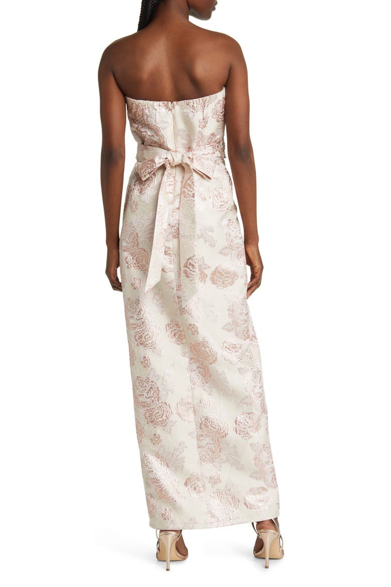 Redefine Regal Strapless Floral Jacquard Gown, Alternate, color, PALE PINK FLORAL JACQUARD