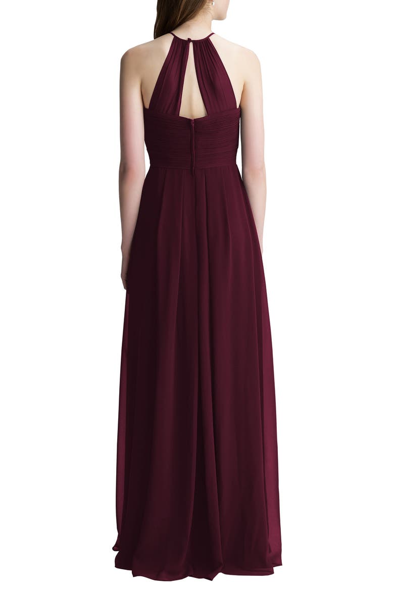 Halter Chiffon A-Line Gown, Alternate, color, WINE