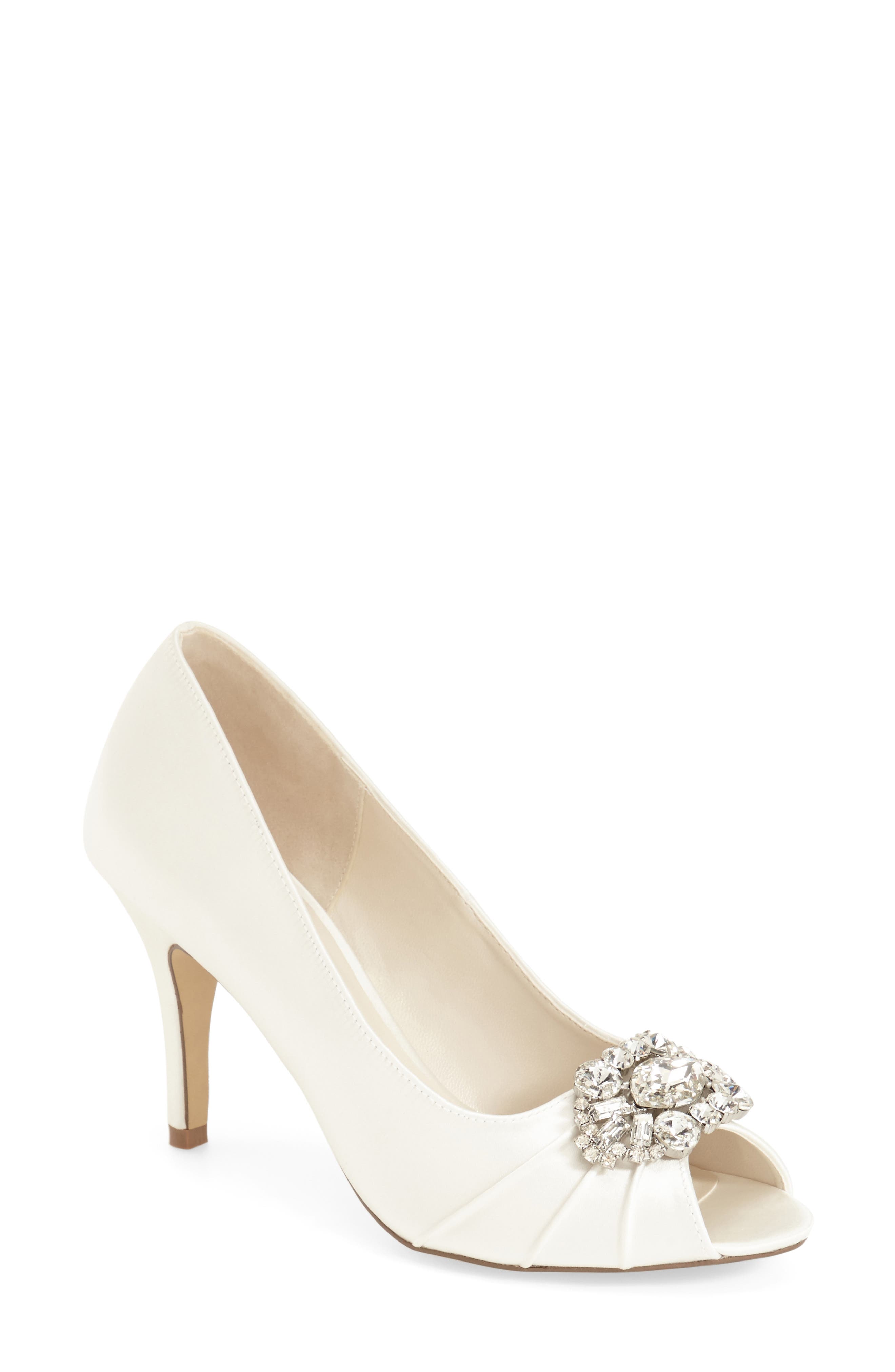 'Tender' Open Toe Pump, Alternate, color, IVORY SATIN