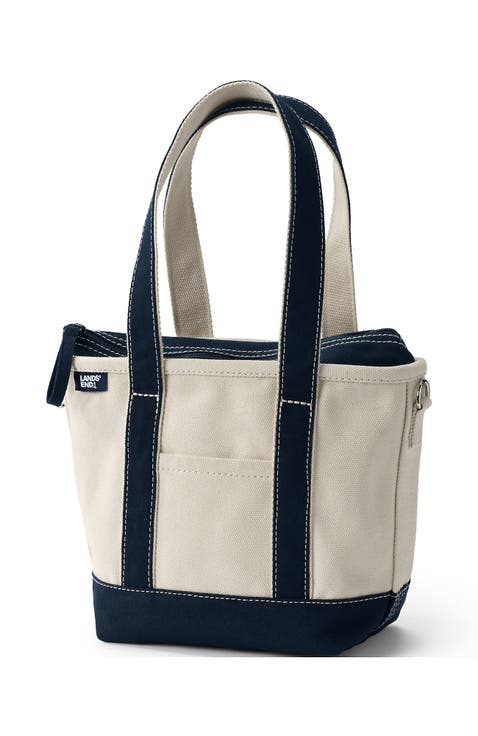 Zip Top Long Handle Canvas Tote Bag