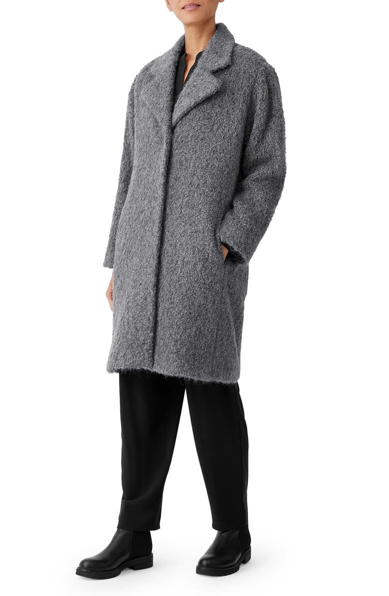 Eileen Fisher Notched Lapel Alpaca & Wool Blend Coat, Alternate, color, 