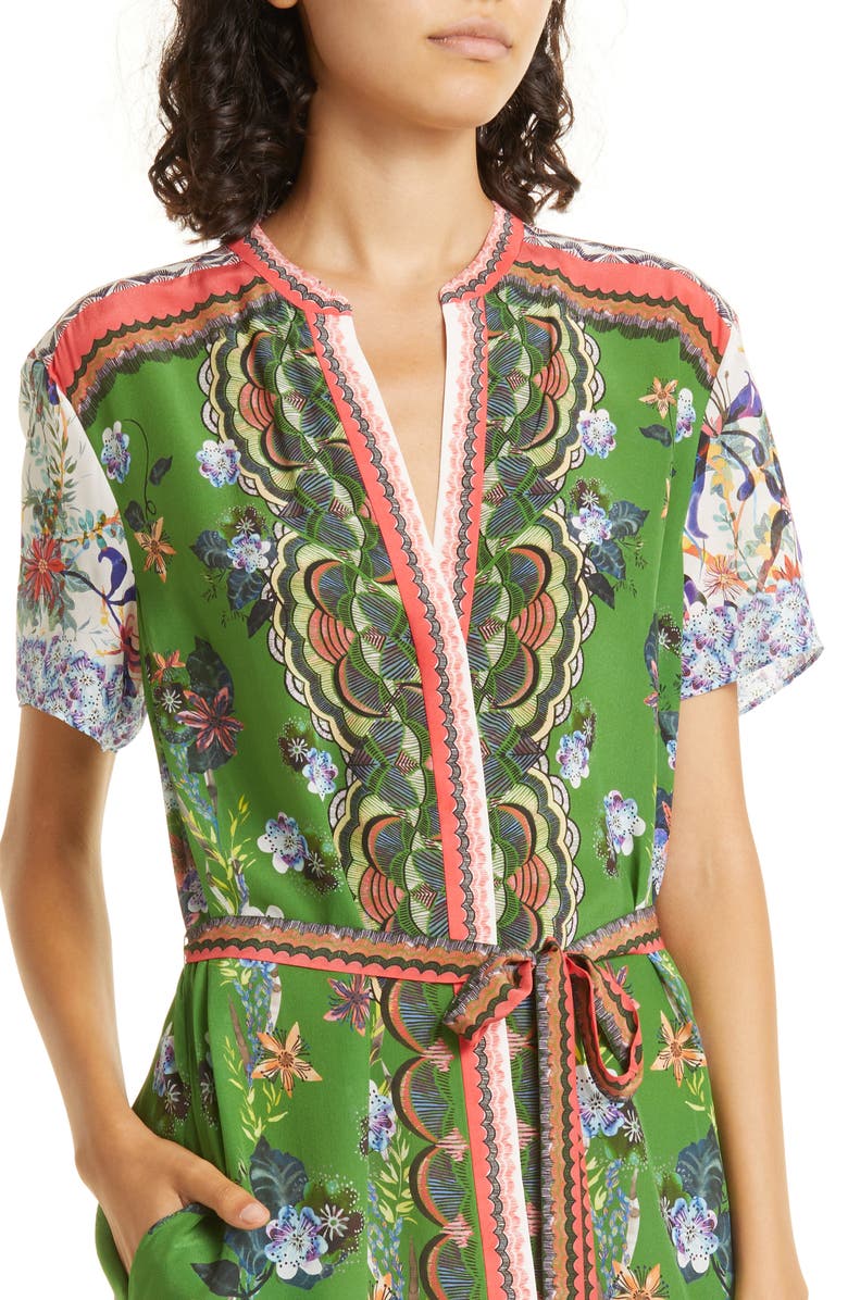 SALONI Vicki Print Silk Midi Dress, Alternate, color,