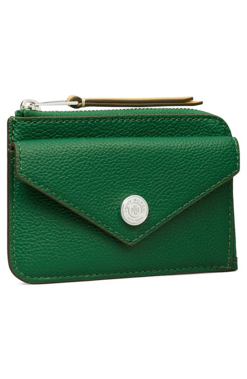 Tory Burch Pebble Leather Envelope Zip Card Case