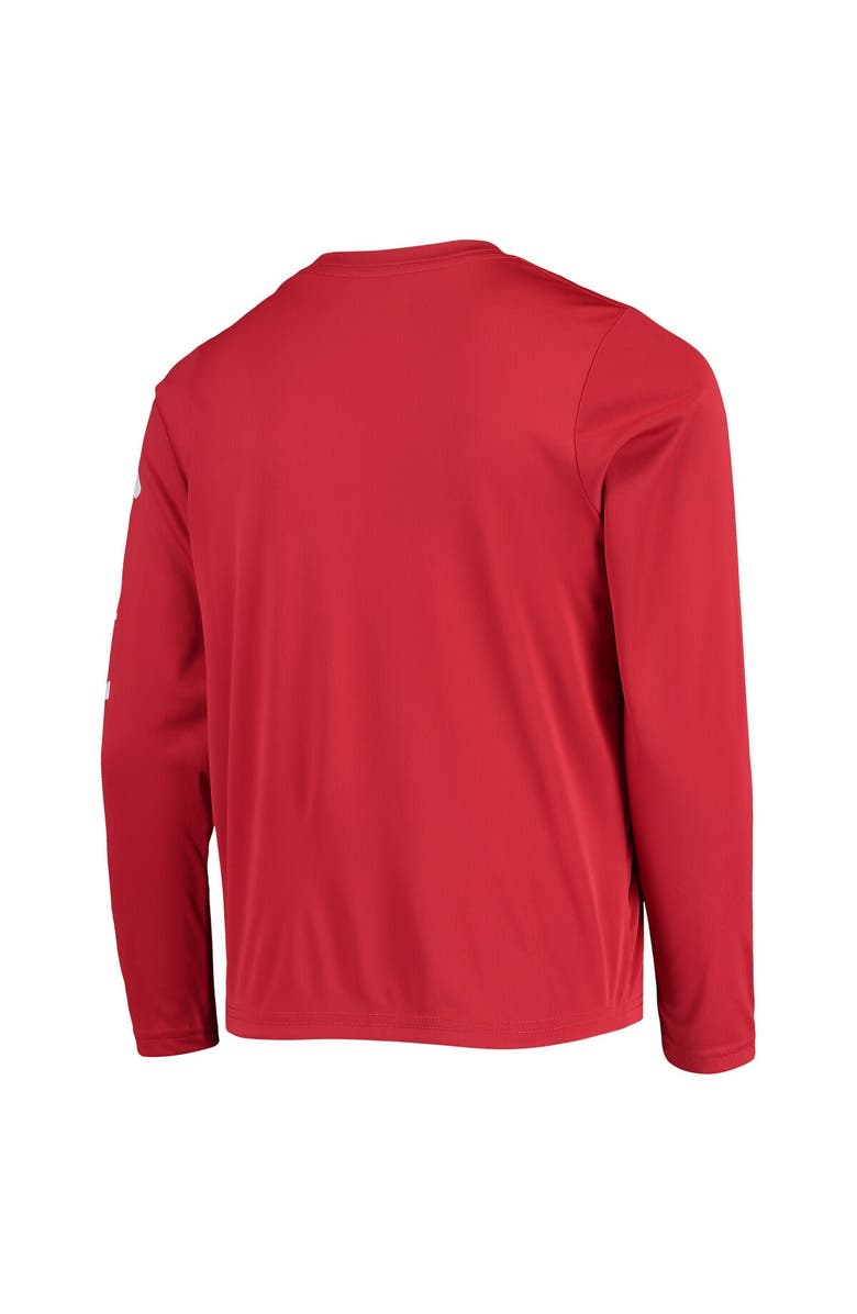 Columbia Youth Scarlet Ohio State Buckeyes PFG Terminal Tackle Long Sleeve Omni-Shade T-Shirt, Alternate, color, 