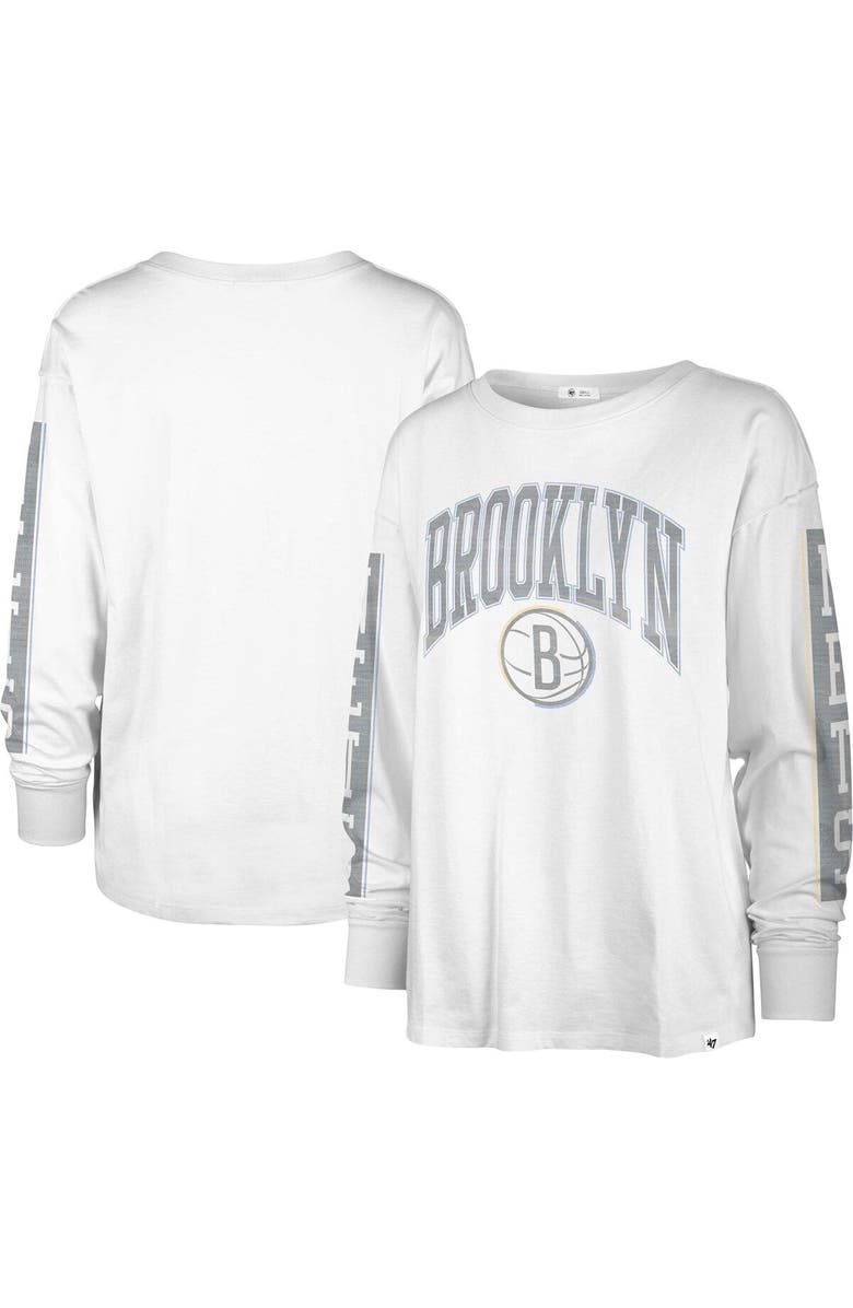 '47 Women's '47 White Brooklyn Nets City Edition SOA Long Sleeve T-Shirt, Main, color, 