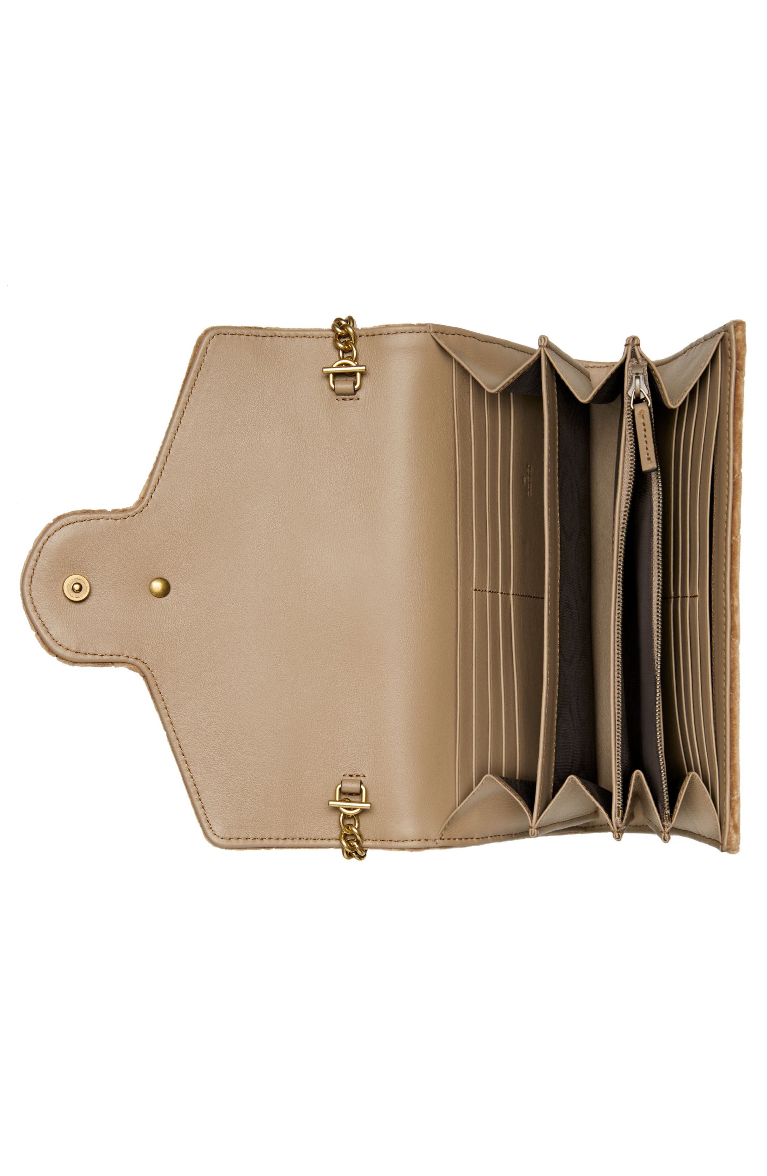 GG Marmont 2.0 Matelassé Velvet Wallet on a Chain, Alternate, color, TAUPE/ TAUPE