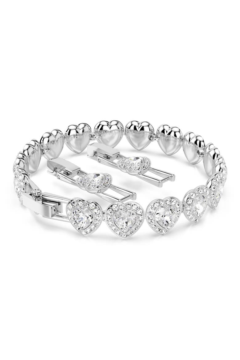 x Ariana Grande Angelic Crystal Heart Line Bracelet, Alternate, color, WHITE/ SILVER