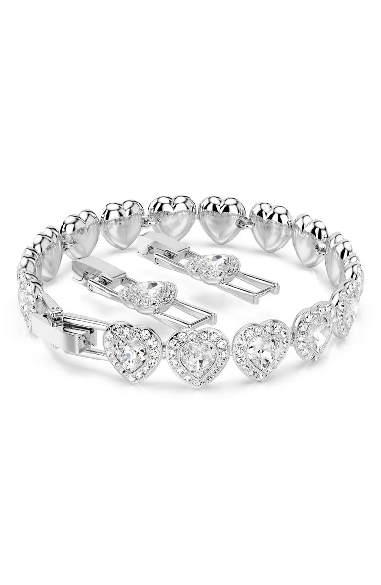 Swarovski x Ariana Grande Angelic Crystal Heart Line Bracelet, Alternate, color, 