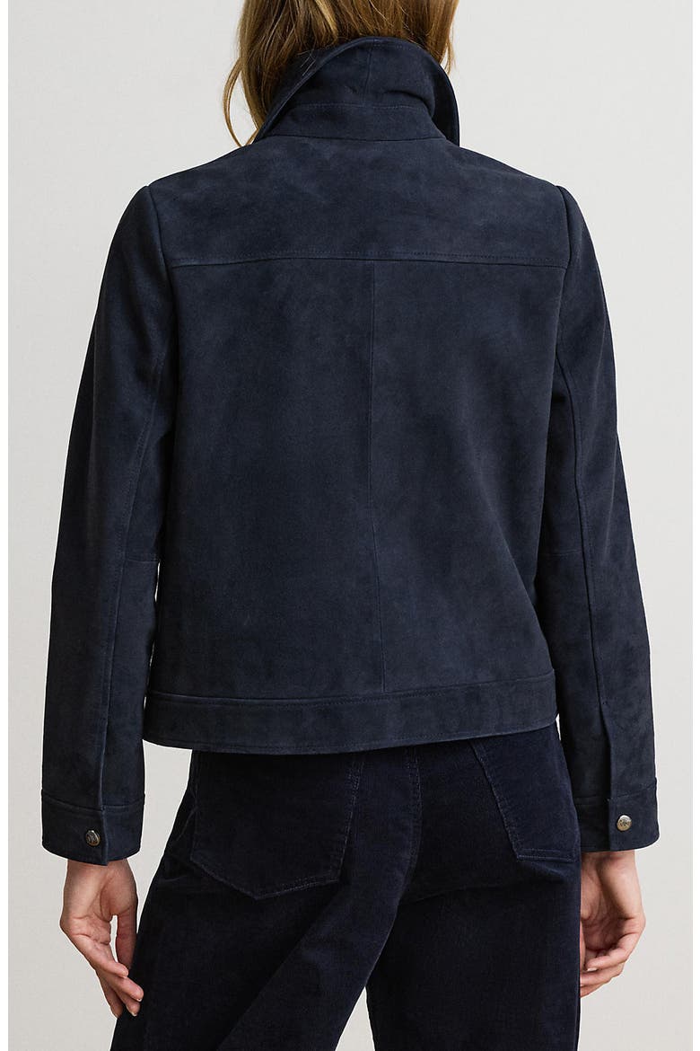 Snap Front Suede Jacket, Alternate, color, DK NAVY