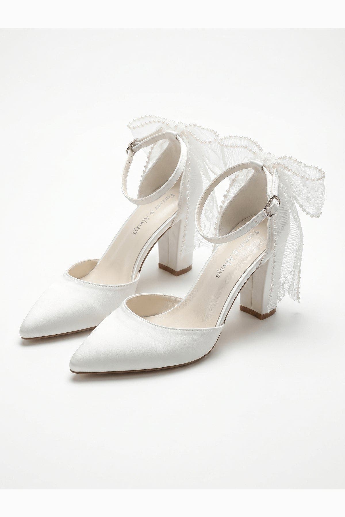 Forever & Always Shoes Elvienne Pointed Toe Block Heel Bridal Sandal, Alternate, color, 