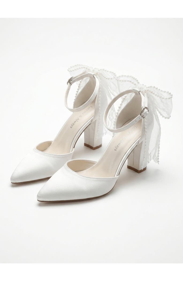 Forever & Always Shoes Elvienne Pointed Toe Block Heel Bridal Sandal, Alternate, color,