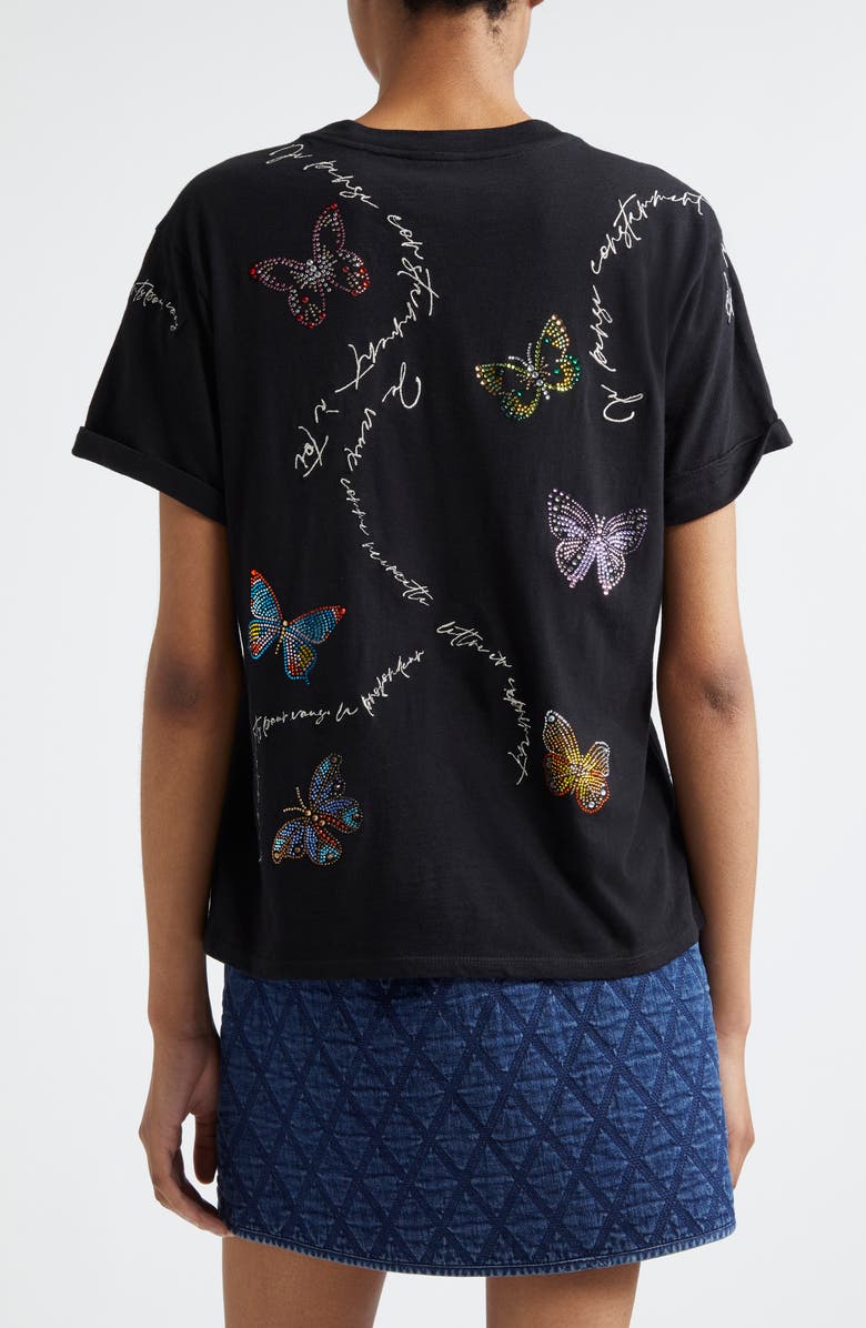 Cinq à Sept Butterfly Love Letter Embellished Cotton Graphic T-Shirt, Alternate, color,