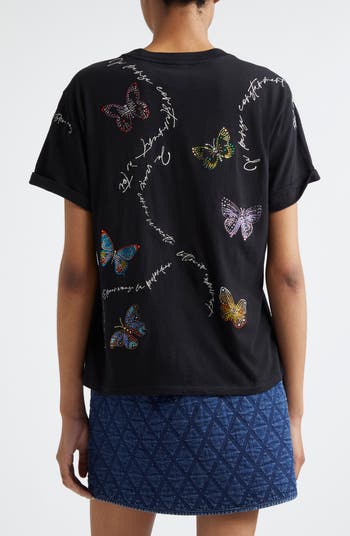 Cinq à Sept Butterfly Love Letter Embellished Cotton Graphic