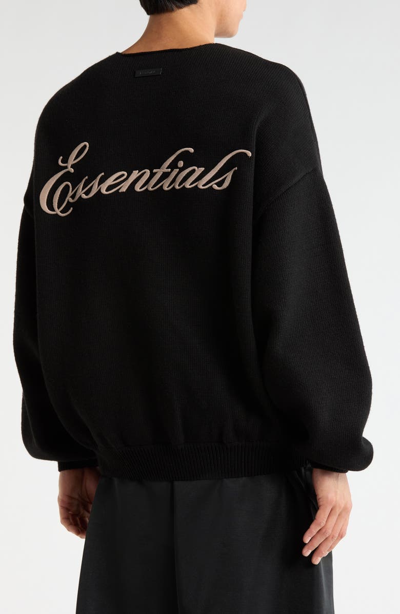 Fear of God Essentials Waffle Knit Crewneck Sweater, Alternate, color, Vintage Black