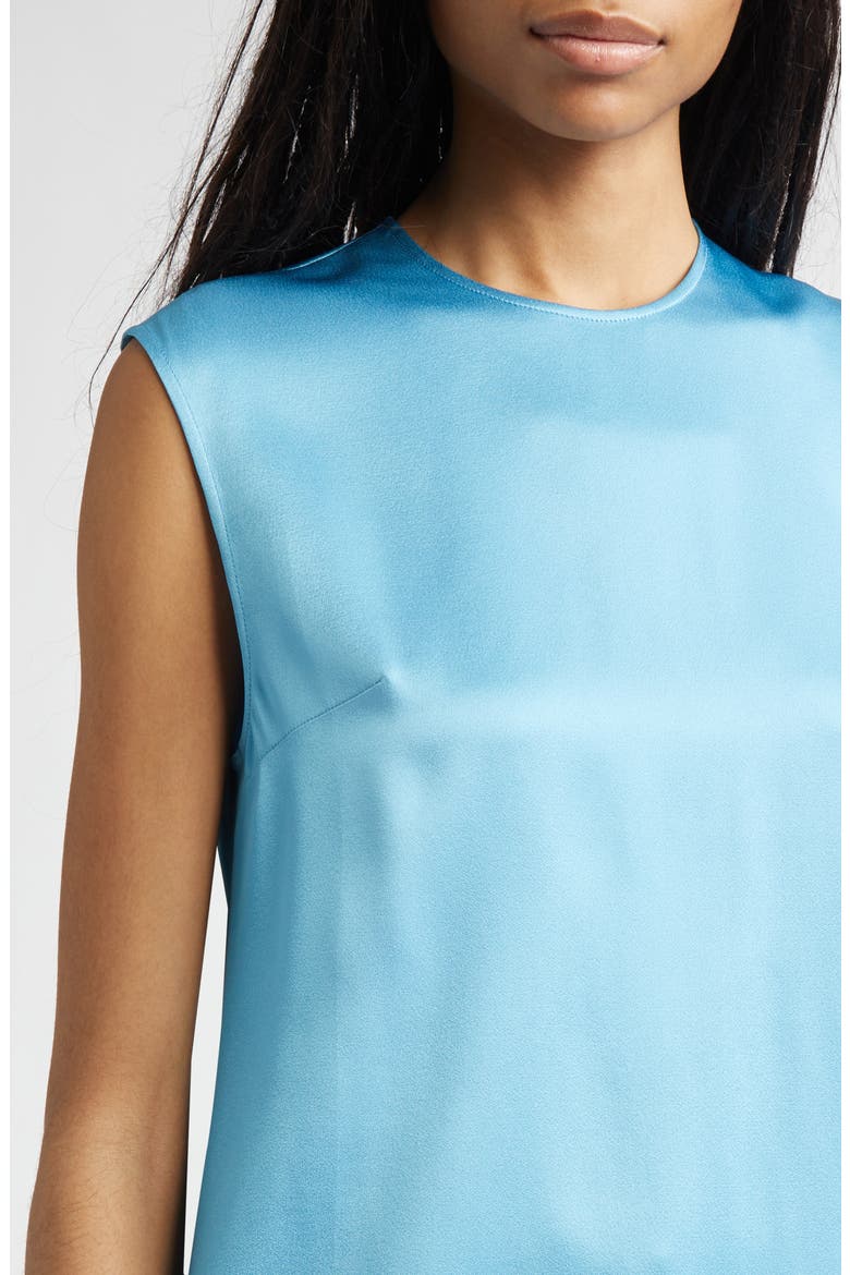 Sleeveless Crepe Back Satin Top, Alternate, color, STEEL BLUE