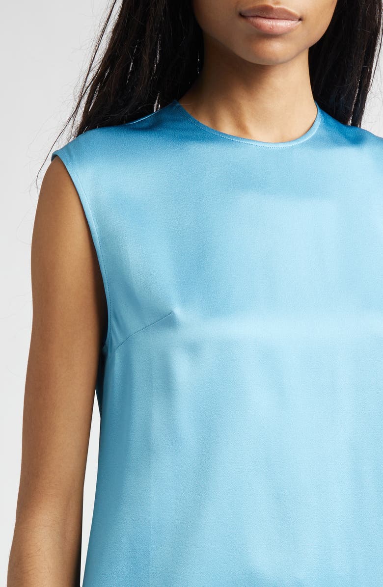 Stella McCartney Sleeveless Crepe Back Satin Top, Alternate, color, Steel Blue