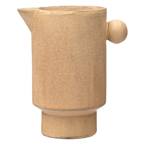 Modern Small Stoneware Pitcher or Vase, Putty Brown