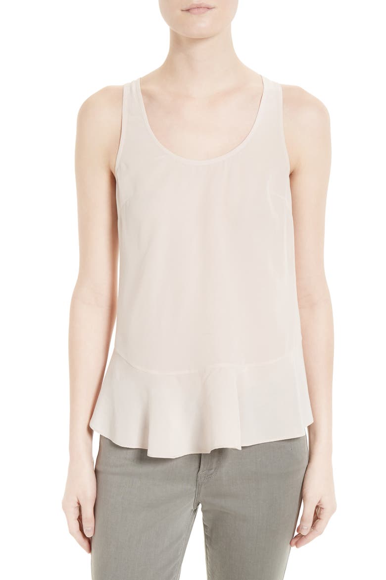 Cosma Silk Flounce Hem Tank, Main, color, PETAL