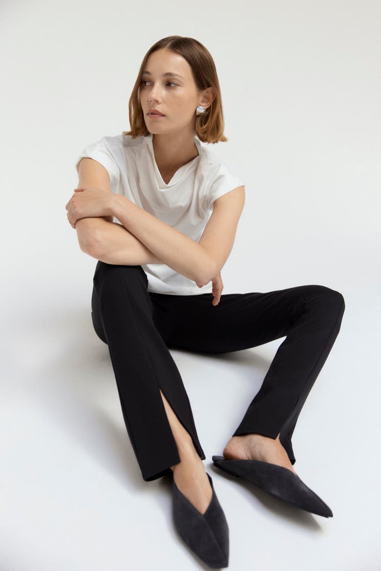 Cass Front-Split Ponte Stretch Pant, Alternate, color, Black