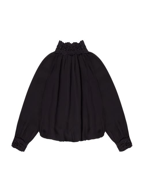 Ro&zo Lace Neck And Cuff Blouse In Black