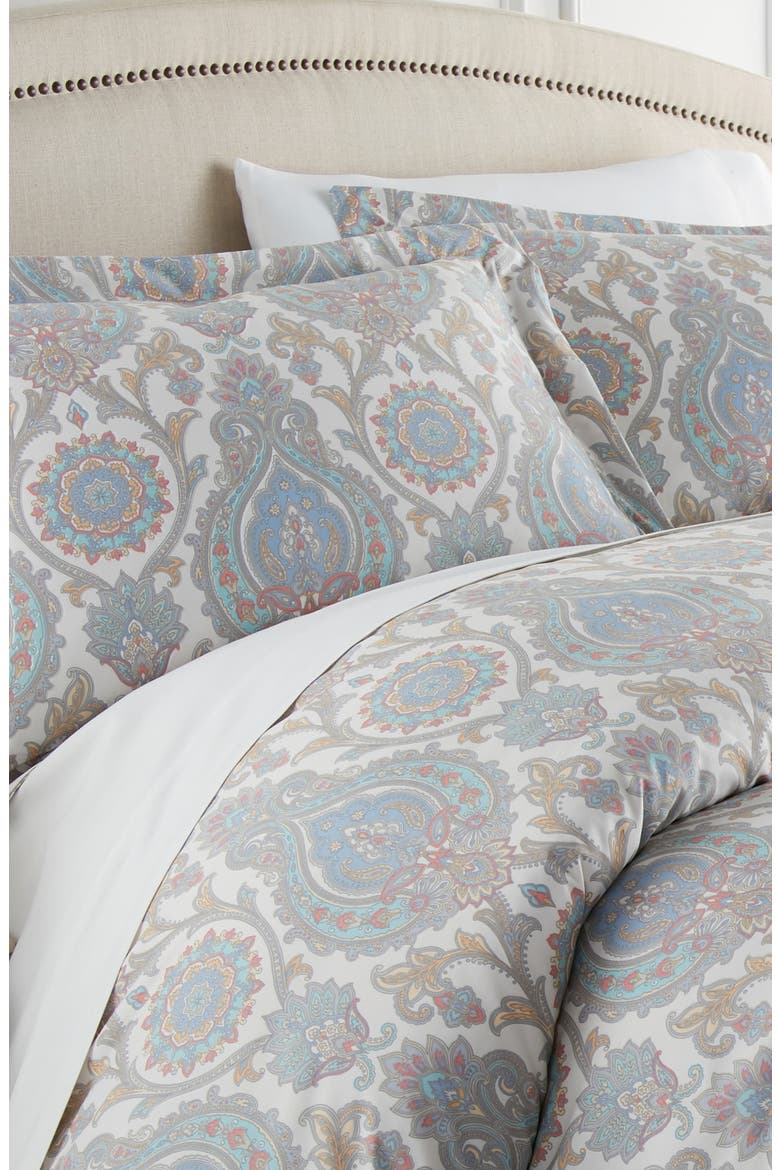 Boho Paisley Duvet Cover Set, Alternate, color, BOHO PAISLEY AQUA