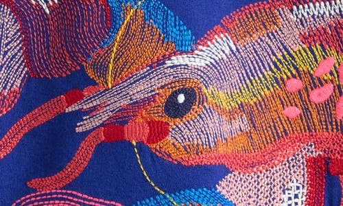 Shop Mini Boden Kids' Superstitch Lobster Embroidered Cotton T-shirt In Sapphire Blue Lobster