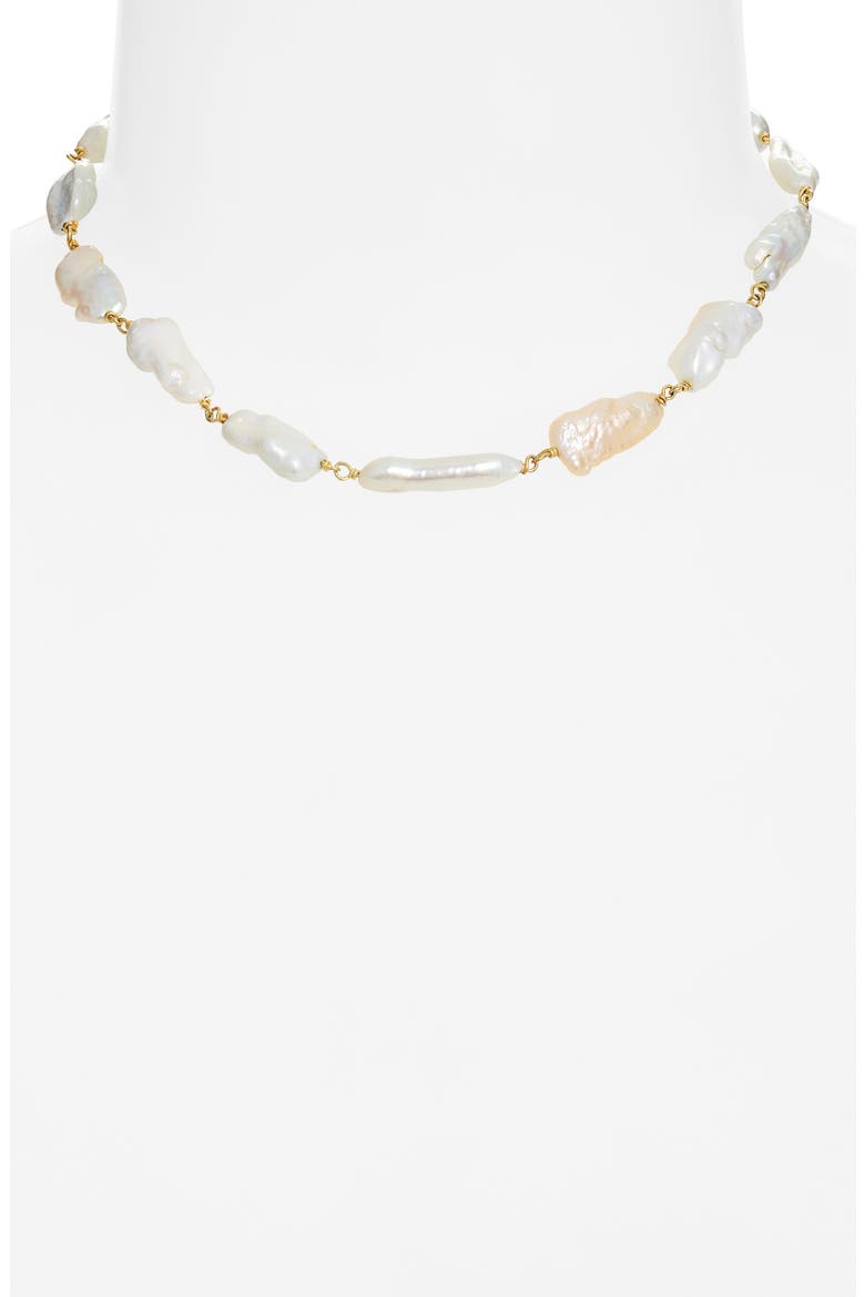 Windansea Freshwater Biwa Pearl Necklace, Alternate, color, GOLD