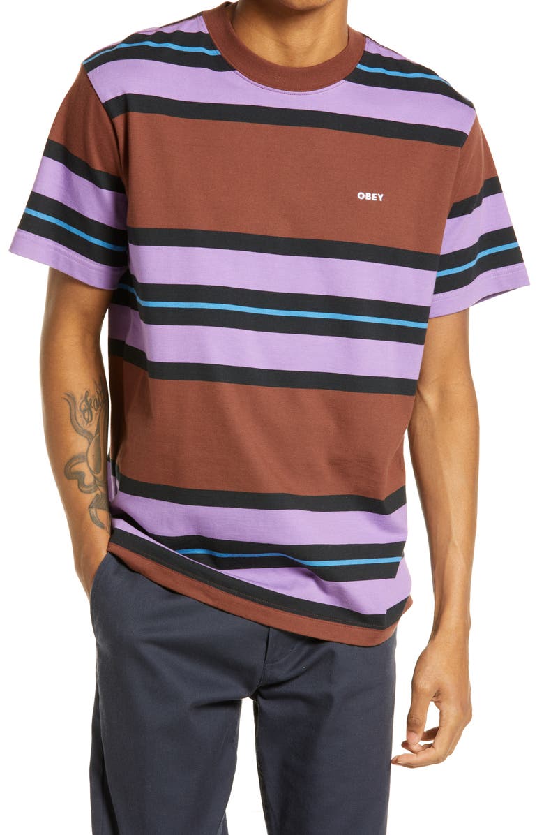 Obey Men's Buena Stripe Organic Cotton T-Shirt, Main, color, 