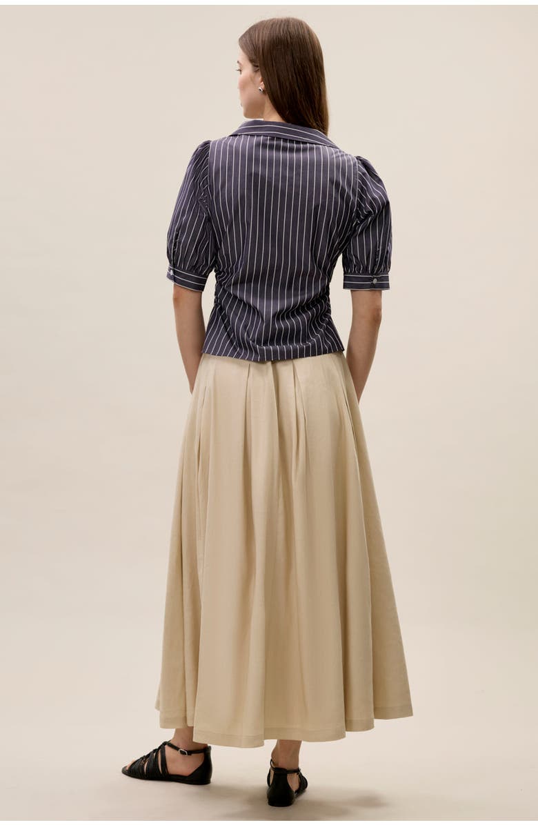 Rebecca Taylor Isla Stripe Poplin Shirt, Alternate, color, Navy Stripe